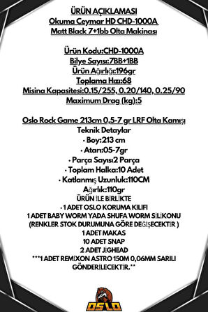 Oslo Rock Game 213cm 0,5-7gr Ceymar 1000 8 Örgü LRF Olta Seti