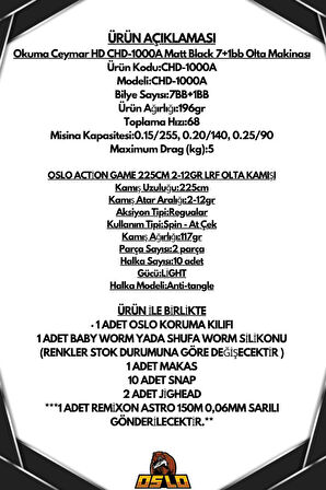 Oslo Action Game 225cm 2-12gr Ceymar 1000 8 Örgü LRF Olta Seti