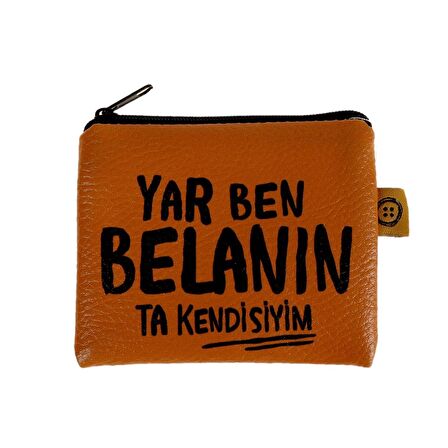 KT-YAR BEN BELANIN TA KENDİSİYİM TASARIM SÜET BOZUK PARA CÜZDANI