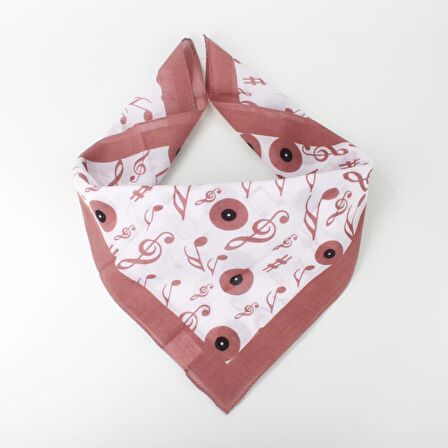 PEMBE NOTA SOL ANAHTARI TASARIM %100PAMUK BANDANA