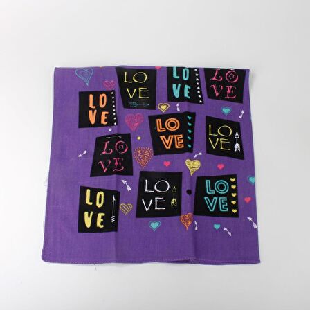 MOR RENK LOVE TASARIM %100PAMUK BANDANA