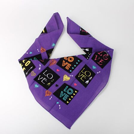 MOR RENK LOVE TASARIM %100PAMUK BANDANA