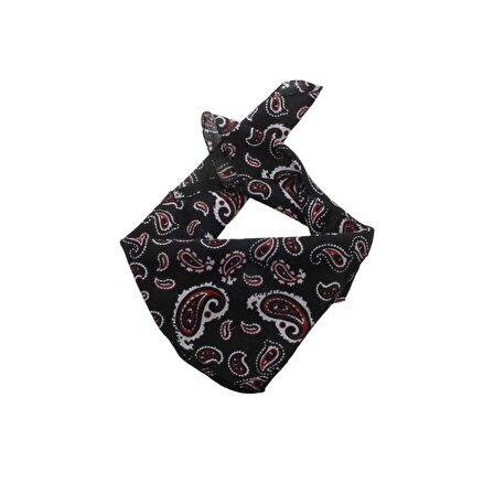 SİYAH RENK ETNİK DESEN TASARIM %100PAMUK BANDANA