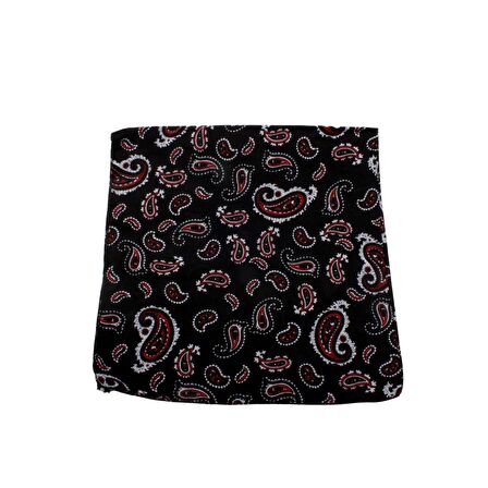 SİYAH RENK ETNİK DESEN TASARIM %100PAMUK BANDANA