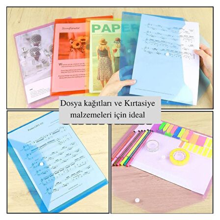 A4 Çıtçıtlı Sarı Şeffaf Renkli Zarf Dosya 1 Adet Artlantis Çıt Çıtlı Dosya 1 Adet