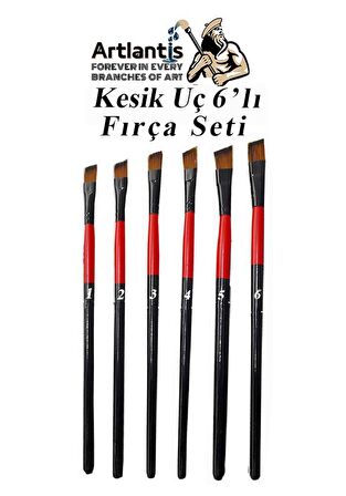 Yan Kesik Uçlu Fırça Seti 6 Lı Resim Fırçası 1 Paket Sentetik Yan Kesik Fırca Seti 1 Paket Sanatsal