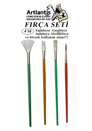 Fırça Seti 4 Lü Resim Fırçası 1 Paket Suluboya Akrilik Boya Guaj Boya Yağlı Boya Fırca Seti Kesik Yelpaze