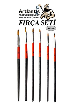 Fırça Seti 6 Lı Resim Fırçası 1 Paket Suluboya Guaj Boya Yağlı Boya Fırca Seti
