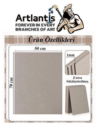 Mukavva Gri 1 mm 50x70 cm 5 Adet Sert Karton Ekstra Sıkıştırılmış 50*70 Mukavva Gri Renkli 5 Adet