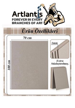 Mukavva Gri 1 mm 70x100 cm 5 Adet Sert Karton Ekstra Sıkıştırılmış 70*100 Mukavva Gri Renkli 5 Adet