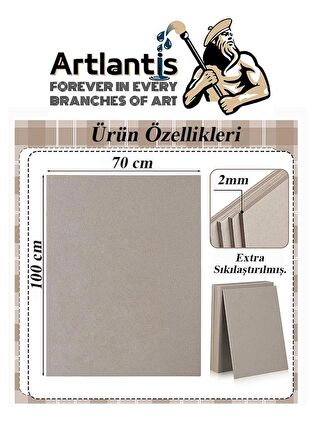 Mukavva Gri 2 mm 70x100 cm 5 Adet Sert Karton Ekstra Sıkıştırılmış 70*100 Mukavva Gri Renkli 5 Adet