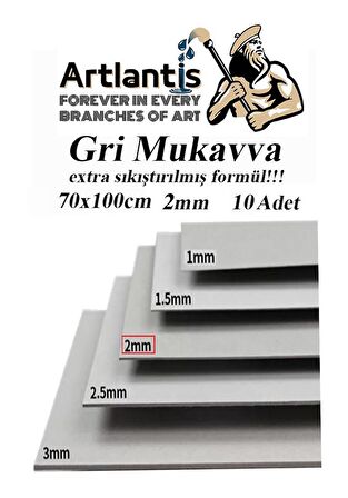 Mukavva Gri 2 mm 70x100 cm 10 Adet Sert Karton Ekstra Sıkıştırılmış 70*100 Mukavva Gri Renkli 10 Adet