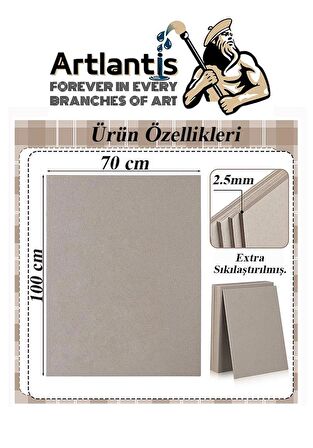 Mukavva Gri 2.5 mm 70x100 cm 5 Adet Sert Karton Ekstra Sıkıştırılmış 70*100 Mukavva Gri Renkli 5 Adet