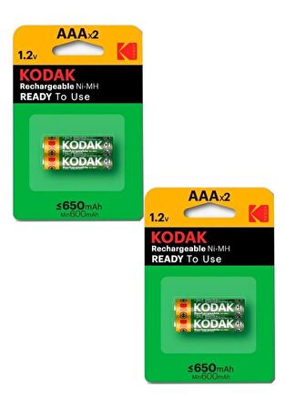 İnce Şarj Edilebilir AAA 650 mah 2 li 2 Paket Kumanda Pili Şarjlı Ni-mh 2 Paket Doldurulabilir Pil