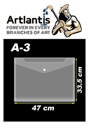 A3 Çıtçıtlı Dosya Şeffaf 10 Adet A-3 Çıtçıtlı Zarf Dosya Transparan 47x33.5 cm Büyük Boy Çıtçıtlı Dosya