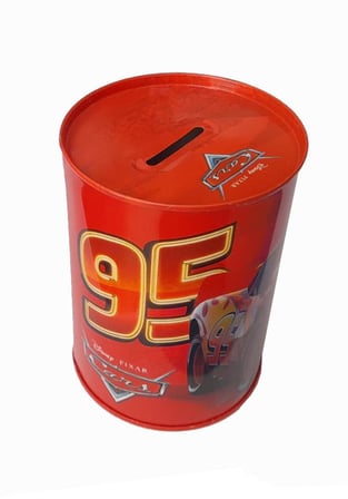 Cars Şimşek Mcqueen Metal Kumbara Orta Boy Orjinal Lisanslı 1 Adet Arabalar Kırmızı Kumbara Teneke
