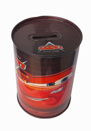 Cars Şimşek Mcqueen Metal Kumbara Orta Boy Orjinal Lisanslı 1 Adet Arabalar Siyah Kumbara Teneke
