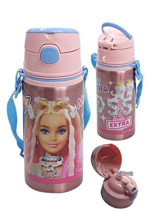 Kız Çocuk Barbie Çelik Matara 500ml 1 Adet Barbi Çelik Suluk 1 Adet Lisanslı Okul Matarası