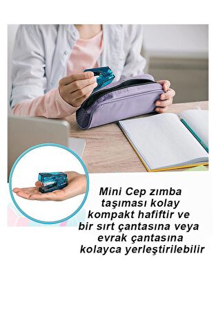 Mini Cep Zımba Makinesi 24/6 Siyah Std S3T 1 Adet Noki 24/6 Zımba Teli 2 Paket Öğrenci Okul Büro