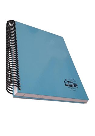 Sert Kapak Spralli Defter 120 Yaprak Kareli 17X24 Orta Boy 1 Adet Enjoy Every Moment Sert Kapak Defter