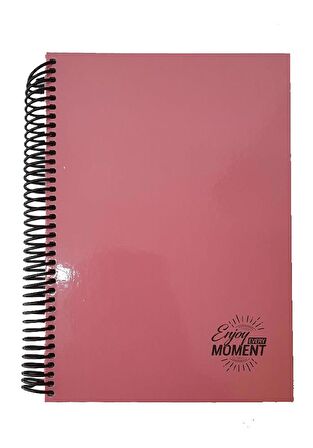 Sert Kapak Spralli Defter 120 Yaprak Çizgisiz 17X24 Orta Boy 1 Adet Enjoy Every Moment Sert Kapak Defter