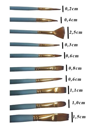 Fırça Seti 10 Lu Resim Fırçası 1 Paket Suluboya Akrilik Boya Guaj Boya Yağlı Boya Fırca Seti Kesik Yelpaze