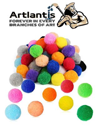 Ponpon 30 mm 50 Li 1 Paket Karışık Renk Pon Pon 30 mm Pompom 3 cm Elişi Etkinliği Anasınıfı Kreş Okul Öncesi Pom Pom