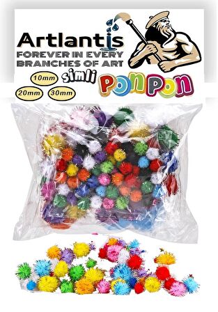 Simli Ponpon 10 mm 20 mm 30 mm 85 li Set 1 Paket Karışık Renk Pon Pon 1 cm 2 cm 3 cm Pompom Elişi Etkinliği Anasınıfı Kreş Okul Öncesi Pom Pom