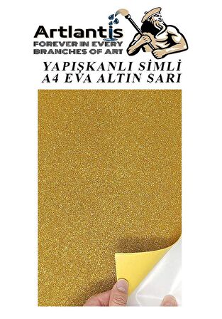 Yapışkanlı Simli Eva Altın Sarı A4 20x30 5 Adet 1 Paket Hobi Okul Öncesi Kreş Anasınıfı Eva Yapışkanlı Simli 20*30