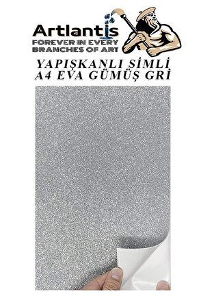 Yapışkanlı Simli Eva Gümüş A4 20x30 5 Adet 1 Paket Hobi Okul Öncesi Kreş Anasınıfı Eva Yapışkanlı Simli 20*30