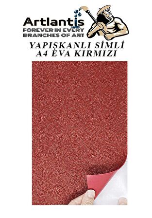 Yapışkanlı Simli Eva Kırmızı A4 20x30 5 Adet 1 Paket Hobi Okul Öncesi Kreş Anasınıfı Eva Yapışkanlı Simli 20*30