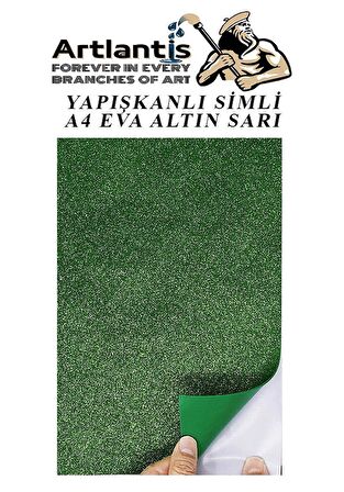 Yapışkanlı Simli Eva Yeşil A4 20x30 5 Adet 1 Paket Hobi Okul Öncesi Kreş Anasınıfı Eva Yapışkanlı Simli 20*30