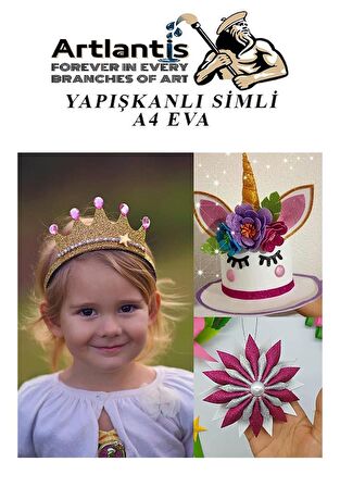 Yapışkanlı Simli Eva Yeşil A4 20x30 5 Adet 1 Paket Hobi Okul Öncesi Kreş Anasınıfı Eva Yapışkanlı Simli 20*30