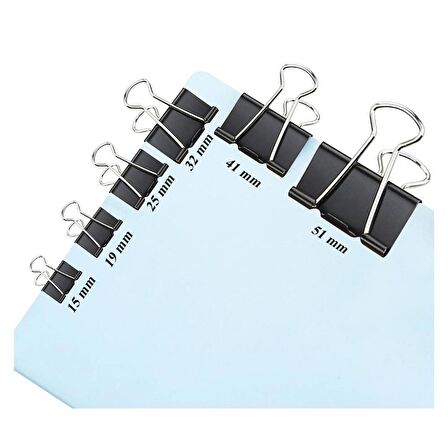 Çelik Kıskaç Klips 19 mm 12 Adet 1 Paket Metal Mandal Binder Clips Kıska 30 Sayfa Kapasiteli Çok Amaçlı Kullanım