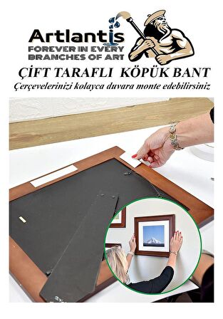 Çift Taraflı Bant Köpük Bant 25mm x 2mt 3 Adet Çerçeve Tablo Halı Yapıştırma Bandı İç Ve Dış Mekan Süper Güçlü Köpük Bant