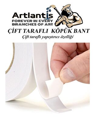 Çift Taraflı Bant Köpük Bant 25mm x 2mt 3 Adet Çerçeve Tablo Halı Yapıştırma Bandı İç Ve Dış Mekan Süper Güçlü Köpük Bant