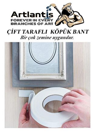Çift Taraflı Bant Köpük Bant 38mm x 2mt 1 Adet Çerçeve Tablo Halı Yapıştırma Bandı İç Ve Dış Mekan Süper Güçlü Köpük Bant