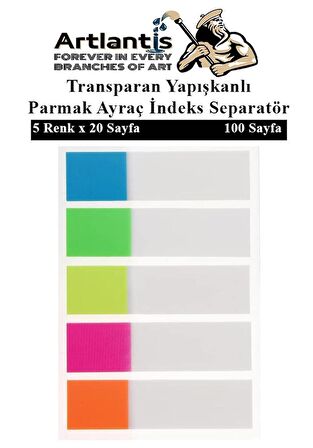 Kendinden Yapışkanlı Ayraç Postit 5 Renkli 1 Adet Yapışkanlı Not Kağıdı Transparan Parmak Ayraç İndeks Seperatör 5 Li Mini