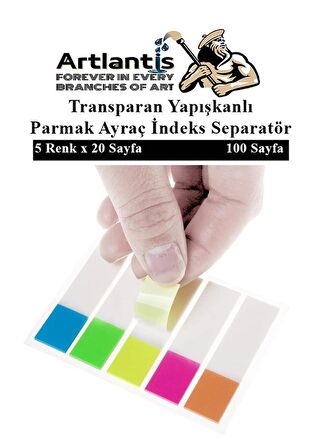 Kendinden Yapışkanlı Ayraç Postit 5 Renkli 1 Adet Yapışkanlı Not Kağıdı Transparan Parmak Ayraç İndeks Seperatör 5 Li Mini