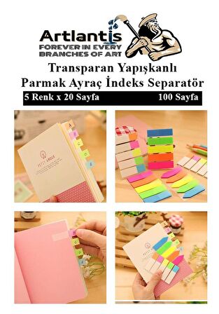 Kendinden Yapışkanlı Ayraç Postit 5 Renkli 1 Adet Yapışkanlı Not Kağıdı Transparan Parmak Ayraç İndeks Seperatör 5 Li Mini