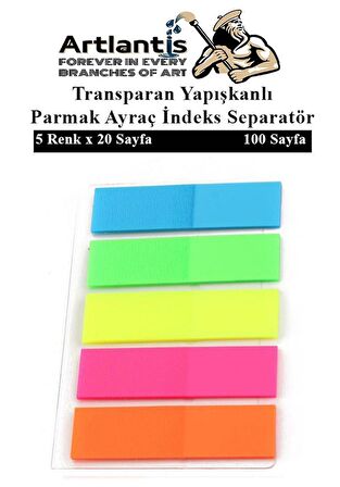 Kendinden Yapışkanlı Ayraç Postit 5 Renkli 1 Adet Yapışkanlı Not Kağıdı Transparan Parmak Ayraç İndeks Seperatör 5 Li Mini