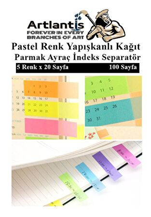 Kendinden Yapışkanlı Ayraç Postit 5 Renkli 1 Adet Yapışkanlı Not Kağıdı Transparan Parmak Ayraç İndeks Seperatör 5 Li Mini