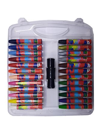 24 Lü Pastel Boya Plastik Çantalı Tutuculu 1 Paket 24 Renk Pastelboya Çantalı Pastel Tutucu Hediyeli