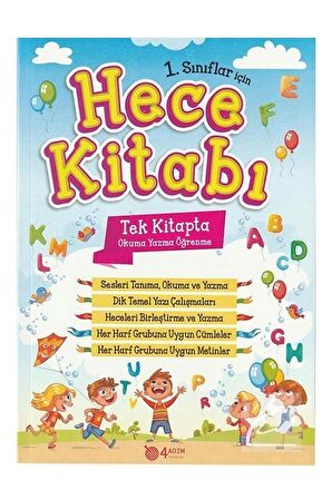 Hece Kitabı 4 Adım Yayınları 1 Sınıf İçin İlk Okuma Yazma Öğrenme Kitabı Örnek Harfler Okumayı Öğrenme Kitapı