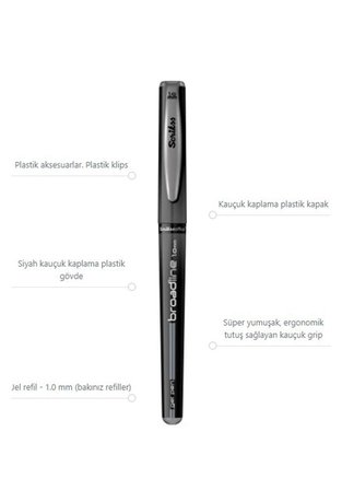 Siyah İmza Kalemi 1.0mm Broadline 1 Adet Ve 6 Adet Siyah Renk İmza Kalemi Yedeği 6 Adet İmza Kalem Refili