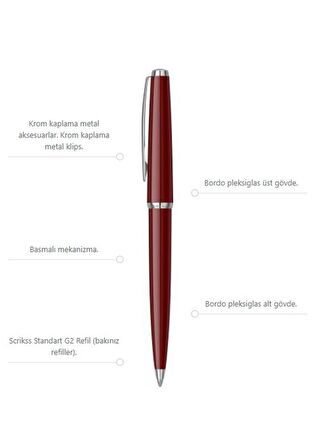 33 Tükenmez Kalem Bordo Kutulu 1 Adet Bordo Vingate Roller Tükenmez Kalem Özel Kutulu