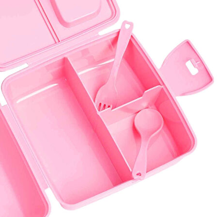 Hello Kitty Beslenme Kutusu Pembe 4 Bölmeli Kız Figürlü 1 Adet Yemek Saklama Kabı Pembe Beslenme Çantası