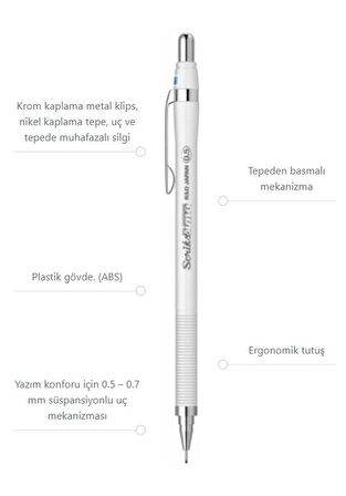 Scrikss Simo R&D Japan Uçlu Kalem Beyaz 0.5 1 Adet ve Mikro 0,5 Versatil Kalem Uçu Siyah 3 Paket 