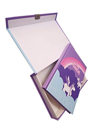 Hatıra Defteri Kilitli Kız Modeli Günlük Defteri Unicorn Hediye Kutulu 100 Yaprak Çizgili 1 Adet Unicorn