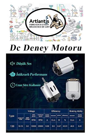 Deney Motoru 3 Volt 1 Adet 3v - 6 v Dc Yüksek Devir Dinamo Motoru Okul Hobi Mini Motor 2 Adet Pille Çalışır